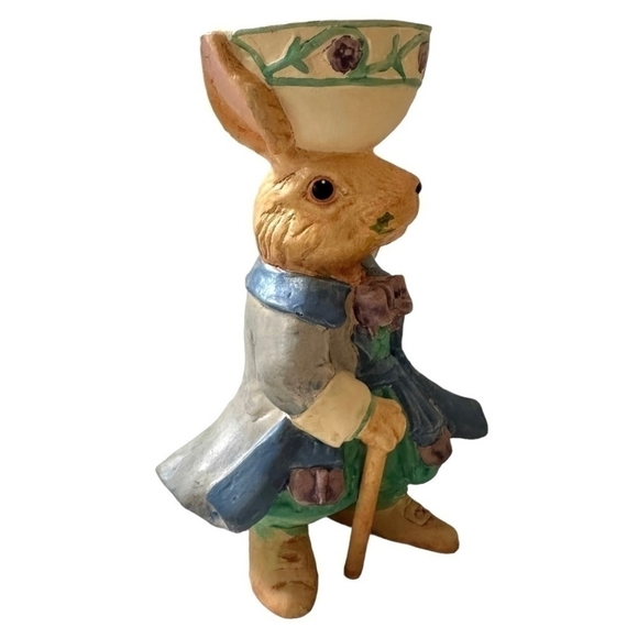 Rabbit Statue Bunny With Basket Figurine Resin Multicolored Rabbit Sculpture - Picture 2 of 6